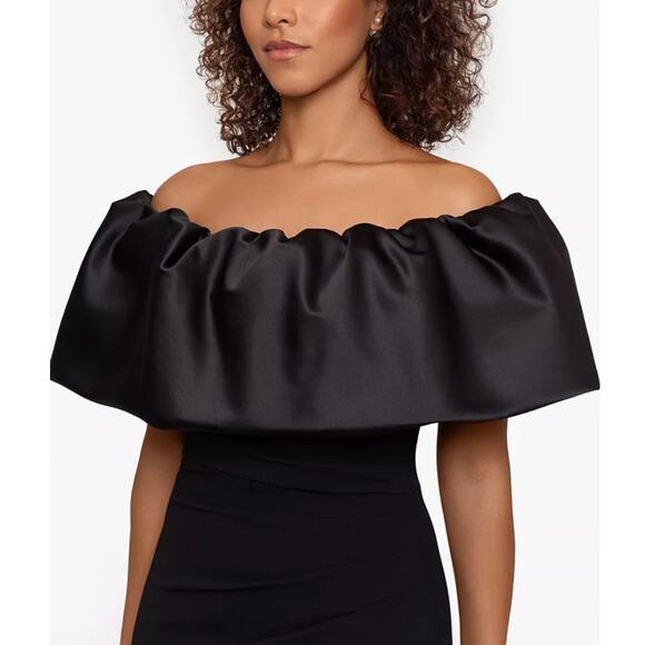 Betsy & Adam Women's Off-The-Shoulder Ruffle Gown Black Size 14 NWT Feminine - Picture 4 of 16
